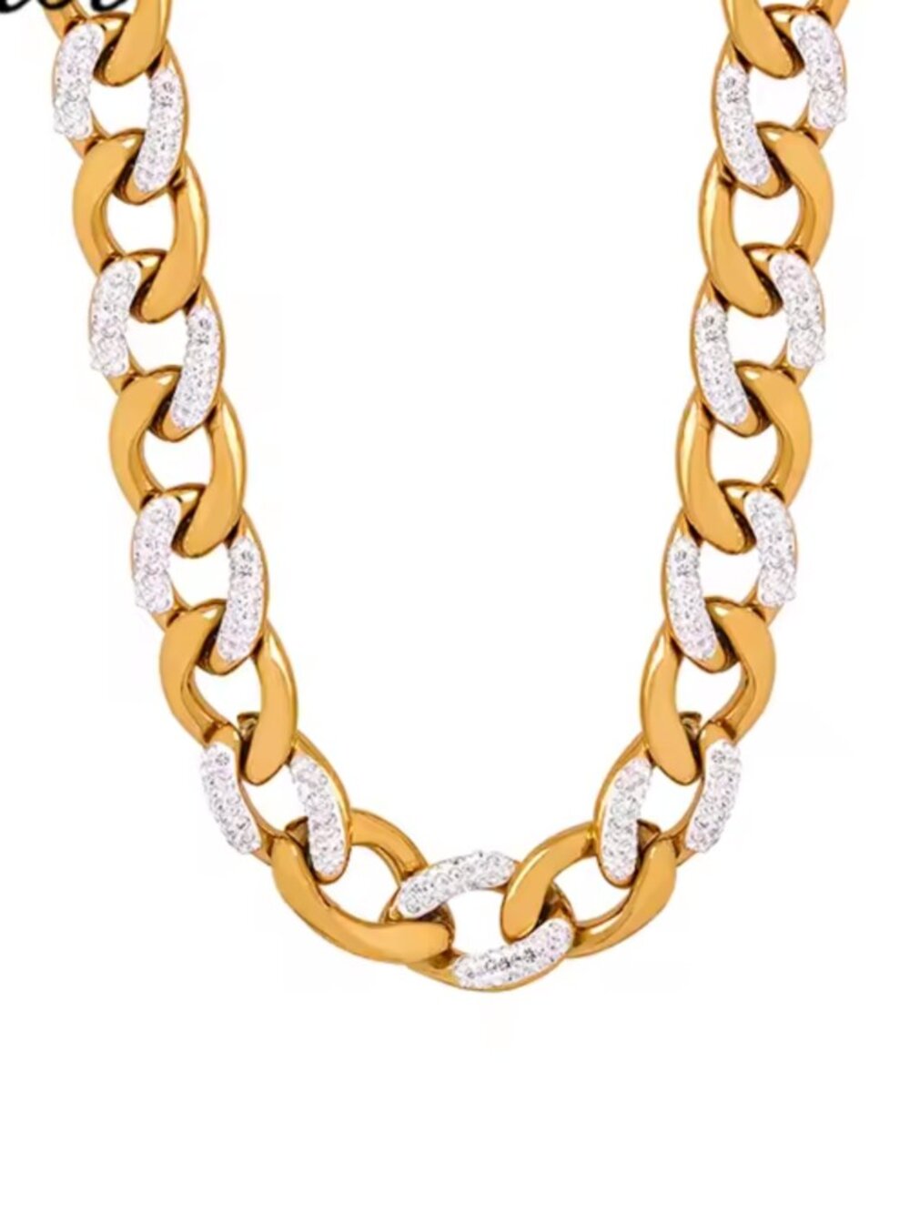 12mm Metal Cuban Chain Jewelry Set Women Men Luxury Rhinestone Charm Necklace